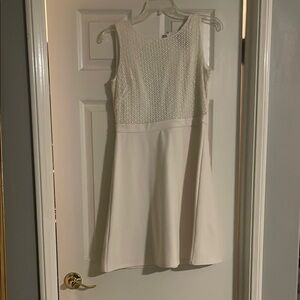 LOFT Ribbed White Mock Neck Mini Dress